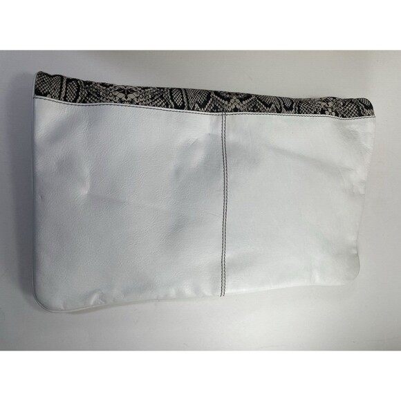 Michael Rome Designs Leather Hand Bag Women's White Snakeskin Print Large Clutch - Picture 4 of 16